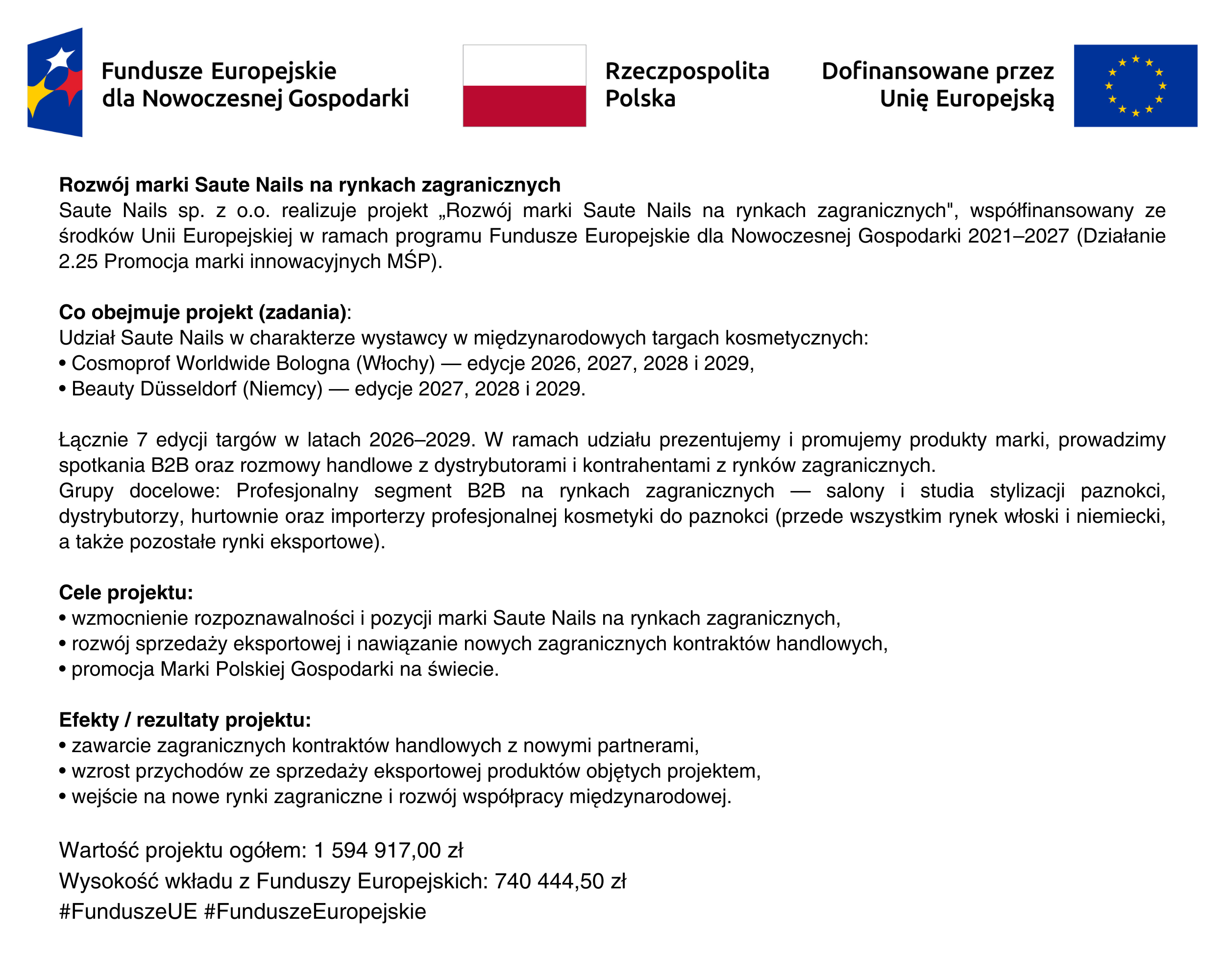 Plakat dofinansowanie UE